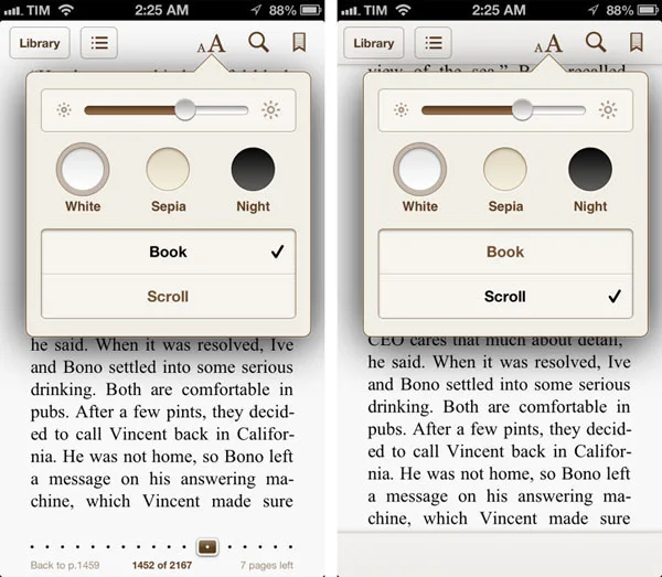 Как включить прокрутку текста в приложении iBooks - инструкция