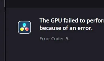 GPU failed to perform image processing… в DaVinci: что делать, когда -5